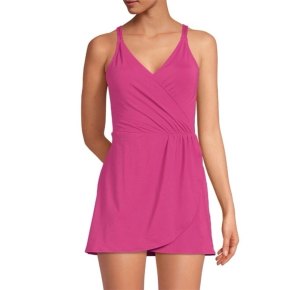 Lands End pink Swim Dress one piece swimsuit size xs nwt - Picture 1 of 9